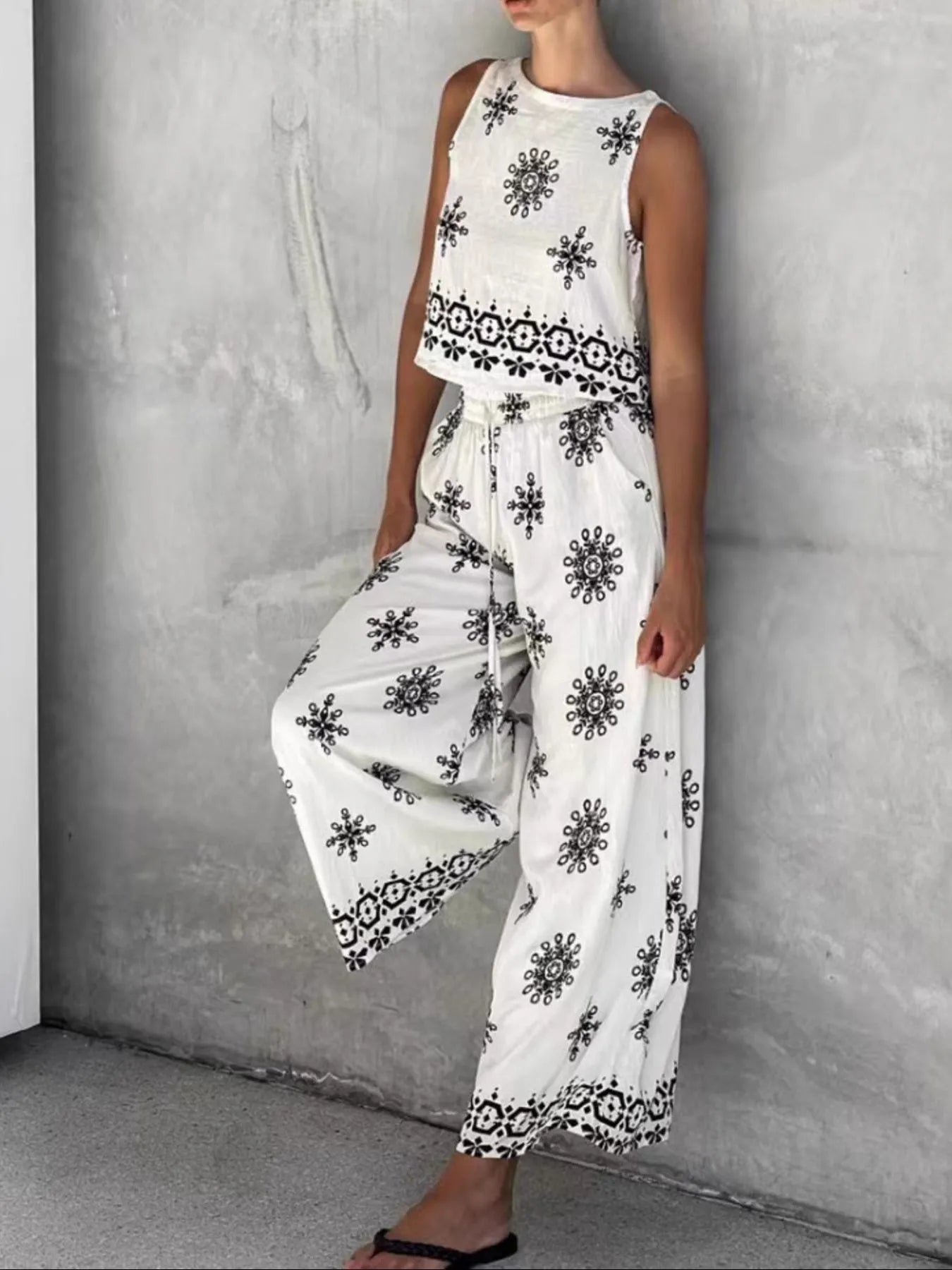 Hazel Blues® |  Printed Tank and Wide Leg Pants Set