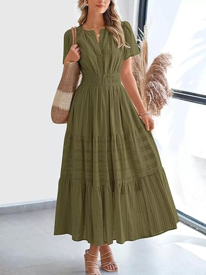 Hazel Blues® | Short Sleeve Tiered Midi Dress
