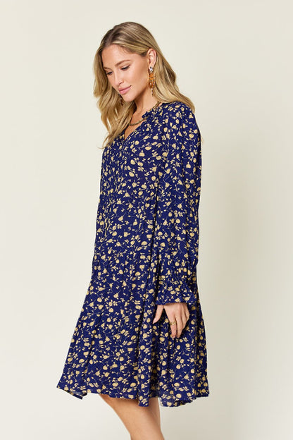 Hazel Blues® | Double Take Printed Ruffle Hem Long Sleeve Dress