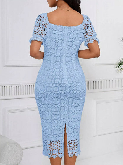 Hazel Blues® |  Lace Short Sleeve Midi Dress