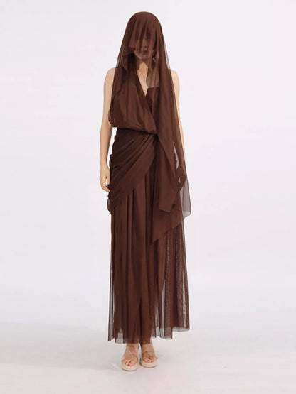 Hazel Blues® |  One-Shoulder Flowy Mesh Dress