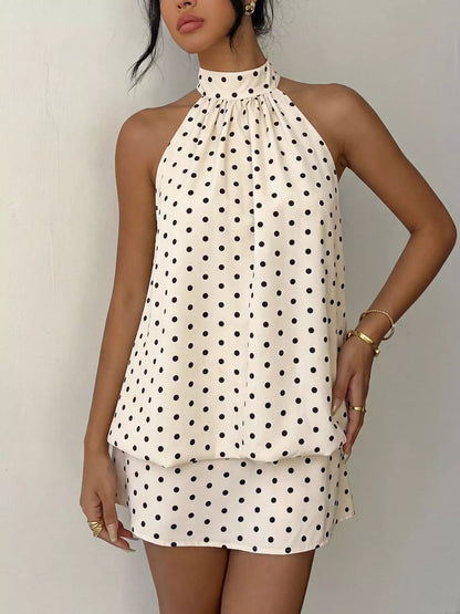 Hazel Blues® |  Polka Dot Halter Neck Mini Dress