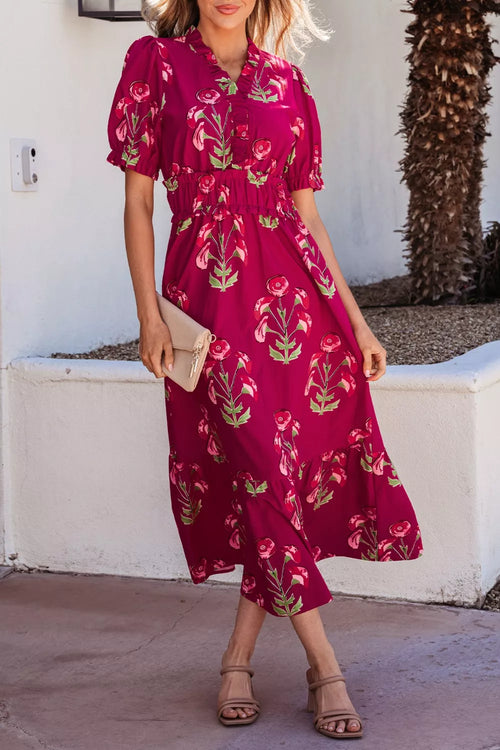Hazel Blues® |  Floral Print Short Sleeve Midi Dress