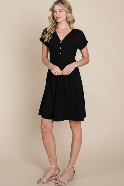 Hazel Blues® |  BOMBOM V-Neck Short Sleeve Dress
