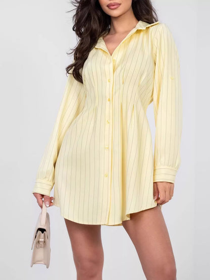 Hazel Blues® |  Striped Button-Down Mini Dress