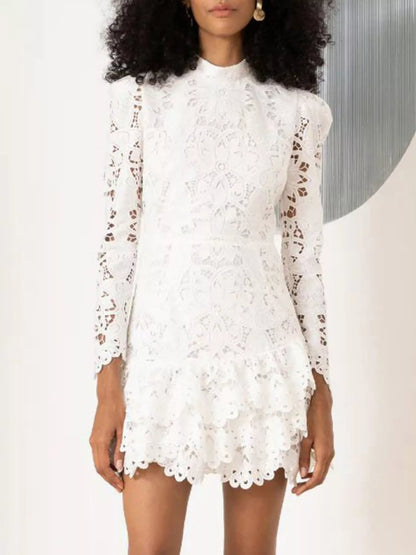Hazel Blues® |  Lace Mock Neck Long Sleeve Mini Dress
