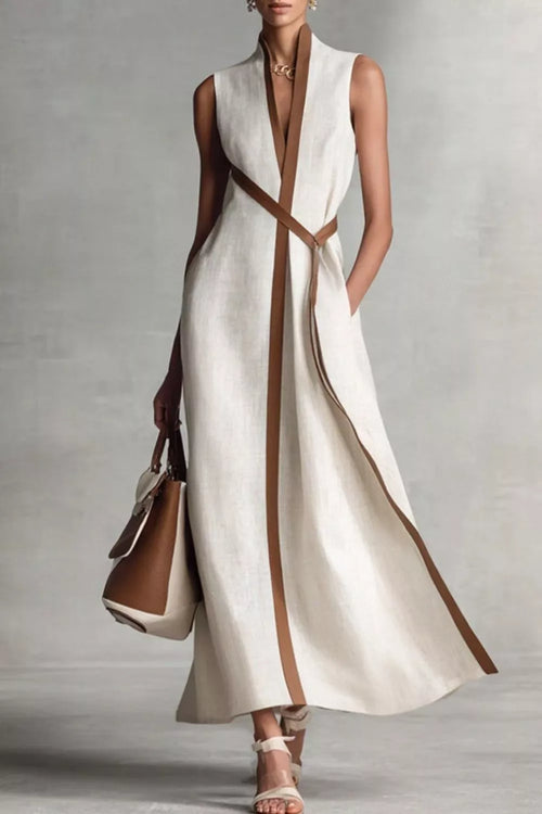 Hazel Blues® |  Sleeveless Contrast Trim Midi Dress