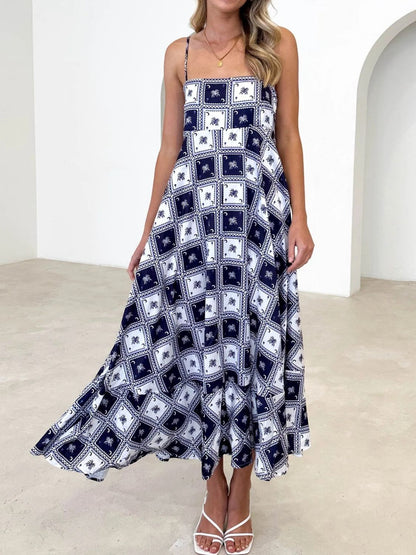 Hazel Blues® |  Printed Square Neck Midi Cami Dress