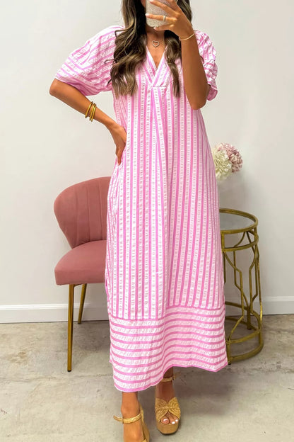 Stripe Right Dress | Striped V-Neck Dress