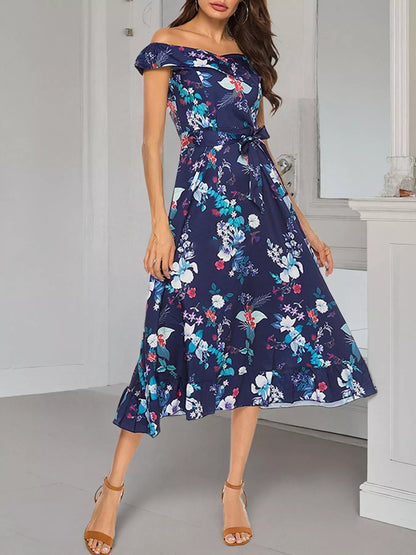 Hazel Blues® |  Floral Print Off Shoulder Midi Dress