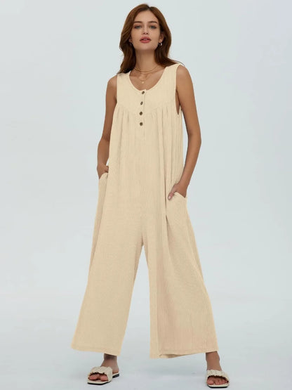 Hazel Blues® |  Sleeveless Wide Leg Jumpsuit