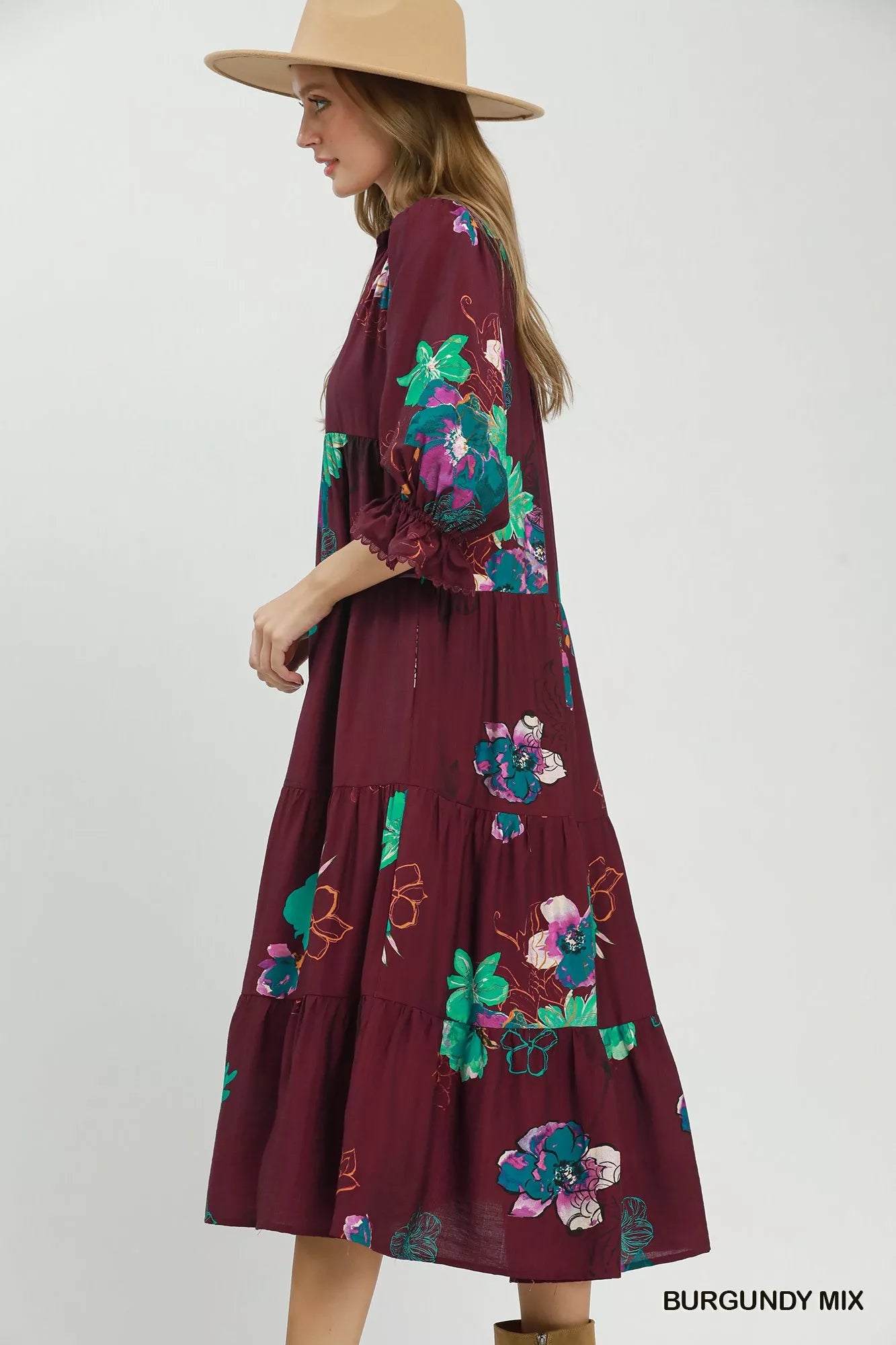 Sunday Bloom Dress | Floral Puff Sleeve Tiered Dress