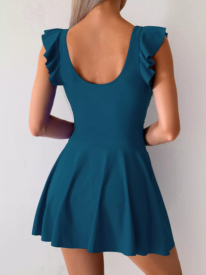 Hazel Blues® |  Ruffled Sleeve One-Piece Swim Dress