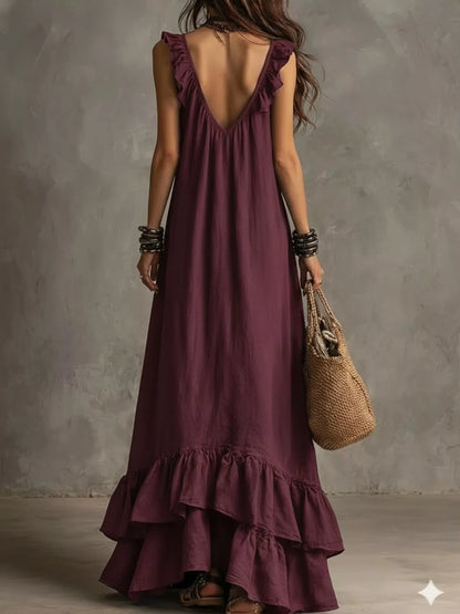 Hazel Blues® |  Ruffled Sleeveless Maxi Dress