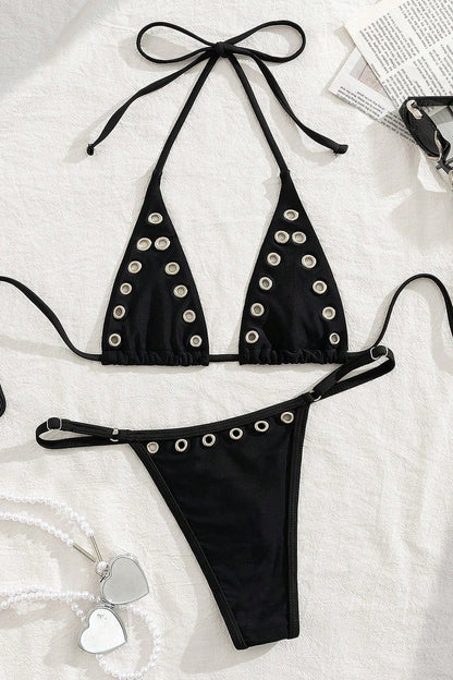 Black Eyelet Elegant Bikini Set
