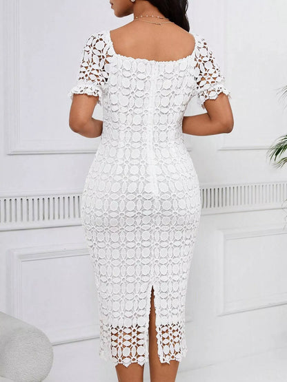 Hazel Blues® |  Lace Short Sleeve Midi Dress