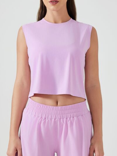 Hazel Blues® |  Millennia Round Neck Cropped Active Tank