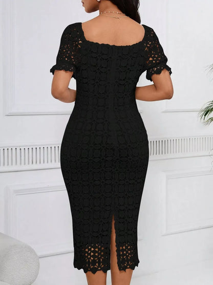 Hazel Blues® |  Lace Short Sleeve Midi Dress