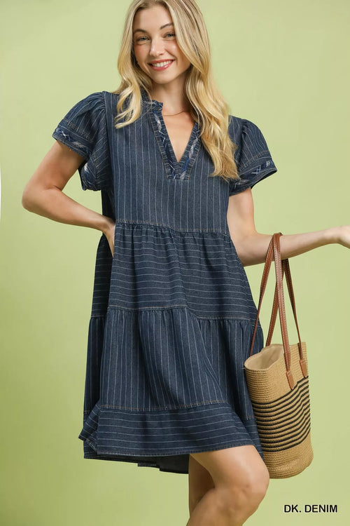 Hazel Blues® |  Umgee Chambray Tiered Babydoll Dress