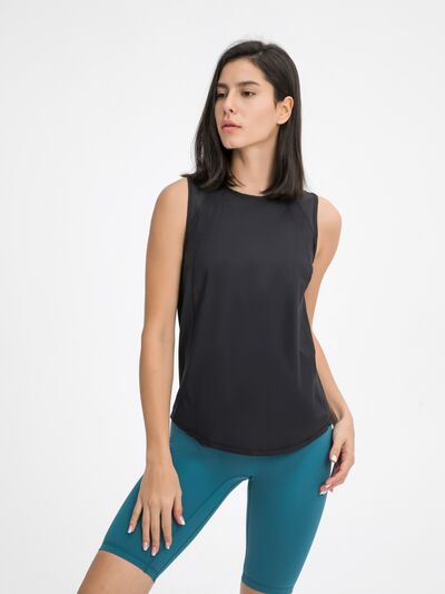 Hazel Blues® |  Millennia Cutout Back Round Neck Active Tank