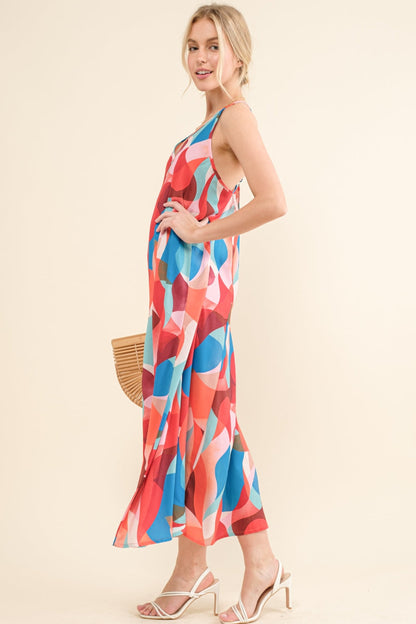 Hazel Blues® |  And the Why Printed Crisscross Back Cami Dress