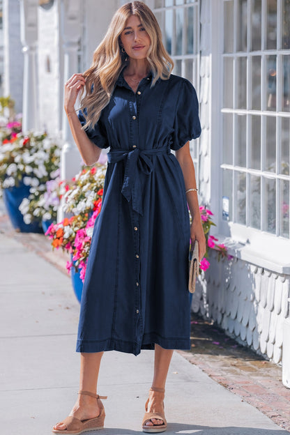 Hazel Blues® |  Weekend Denim Dress | Denim Button Front Dress