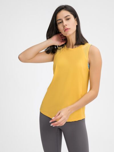 Hazel Blues® |  Millennia Cutout Back Round Neck Active Tank