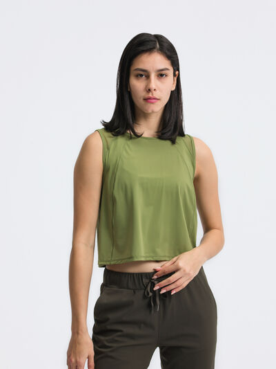 Hazel Blues® |  Millennia Round Neck Cropped Active Tank