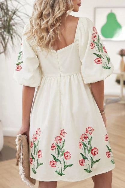 Hazel Blues® |  Floral Puff Sleeve Babydoll Dress