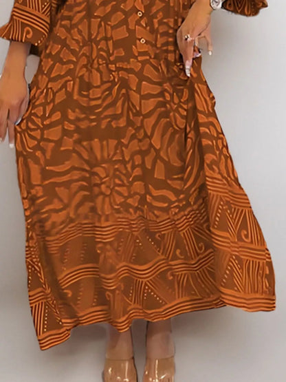 Hazel Blues® |  Printed Button Front Midi Dress