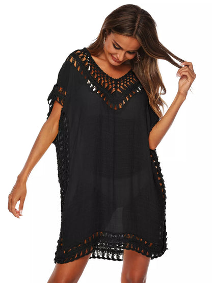 Hazel Blues® |  Crochet Trim V-Neck Cover-Up Dress