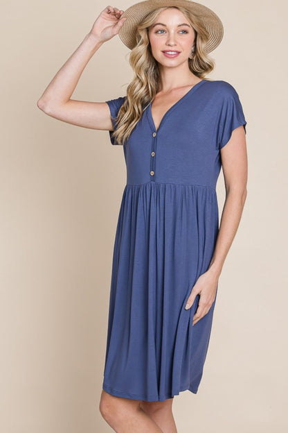 Hazel Blues® |  BOMBOM V-Neck Short Sleeve Dress