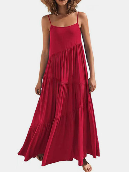 Hazel Blues® |  Ruched Tiered Spaghetti Strap Dress