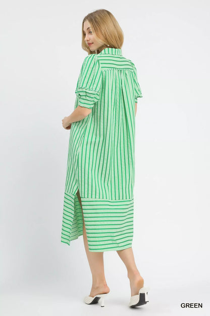 Stripe Right Dress | Striped Puff Sleeve Dress