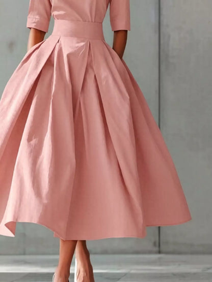 Hazel Blues® |  Round Neck A-Line Midi Dress