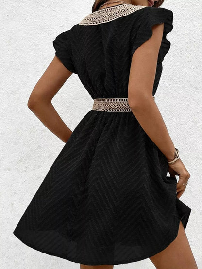 Hazel Blues® |  V-Neck Ruffle Sleeve Mini Dress