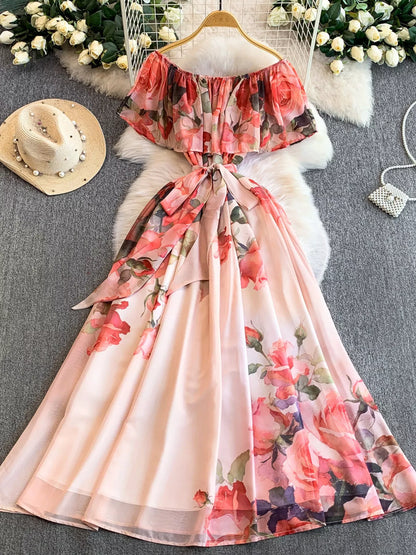 Hazel Blues® |  Floral Off-Shoulder A-Line Dress