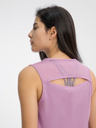 Hazel Blues® |  Millennia Cutout Back Round Neck Active Tank