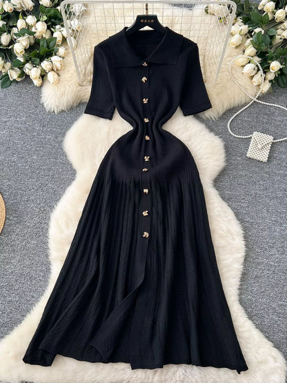 Hazel Blues® |  Button Front Short Sleeve Knit Dress