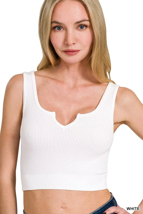 Hazel Blues® |  Zenana Seamless Split Neck Bra Tank Top