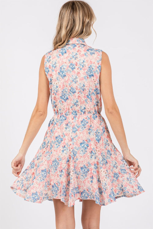 Hazel Blues® |  GeeGee Floral Eyelet Sleeveless Mini Dress