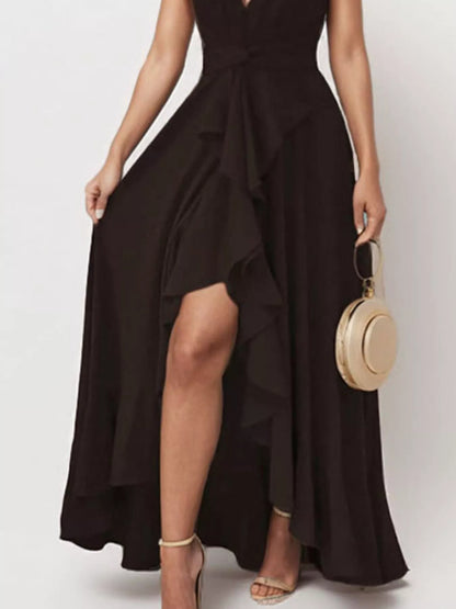 Hazel Blues® | Ruffled High-Low Maxi Dress