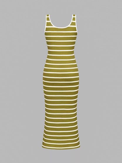 Hazel Blues® |  Striped Bodycon Knit Midi Dress