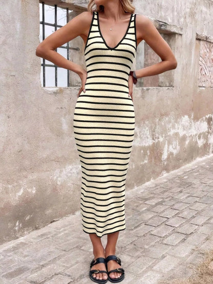 Hazel Blues® |  Striped Bodycon Knit Midi Dress