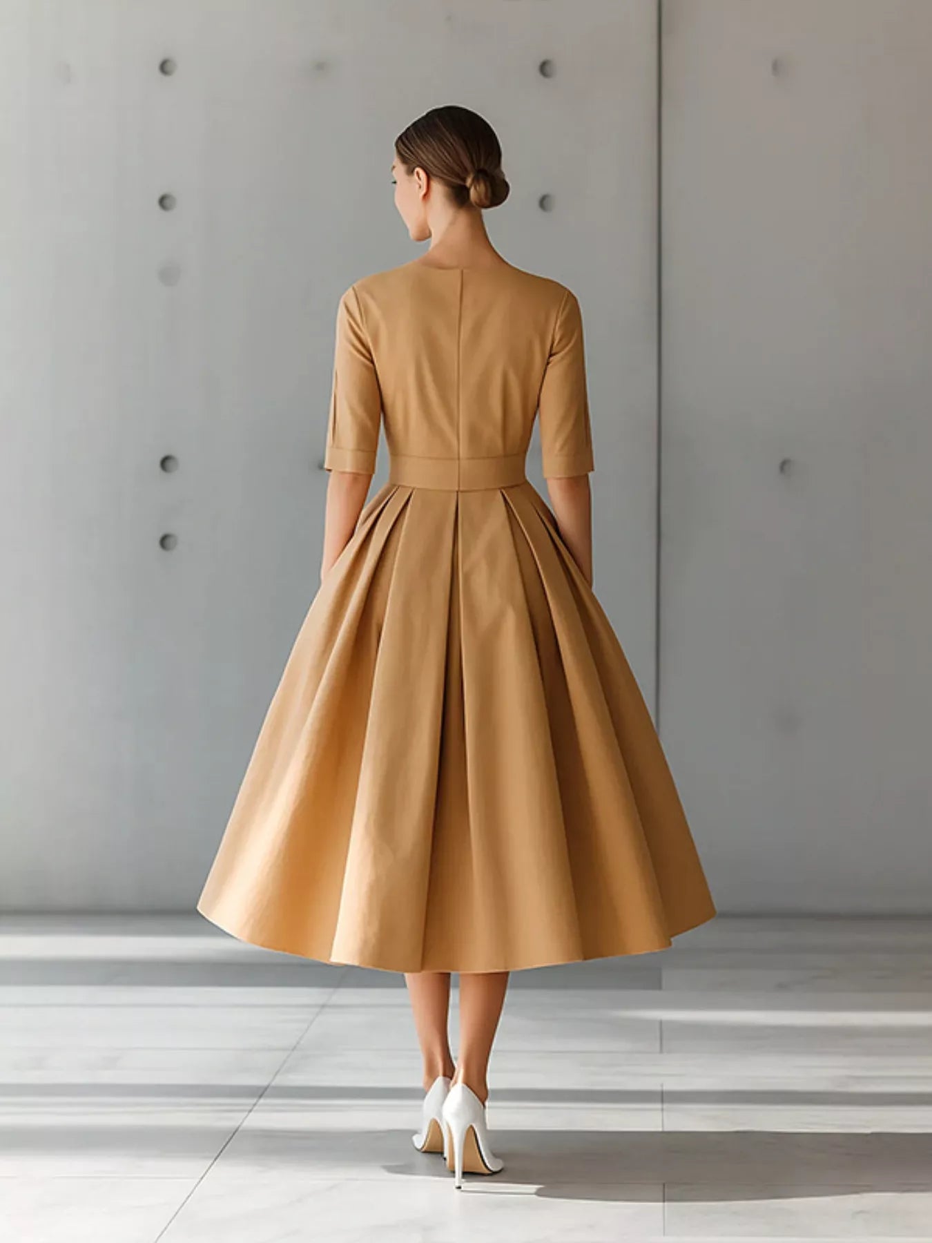 Hazel Blues® |  Round Neck A-Line Midi Dress