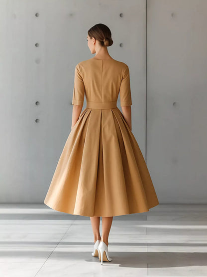 Hazel Blues® |  Round Neck A-Line Midi Dress