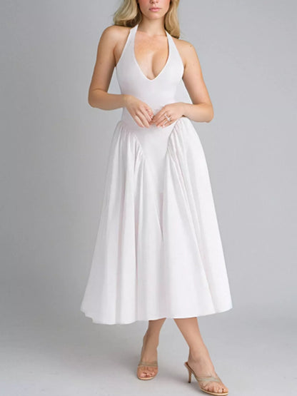 Hazel Blues® |  Halter Neck Midi Dress with Pockets