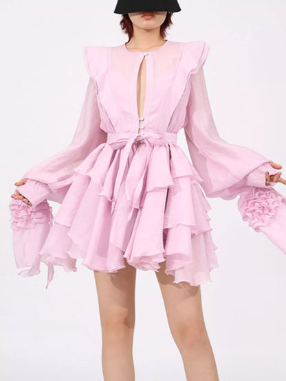 Hazel Blues® |  Ruffled Layered Long Sleeve Mini Dress