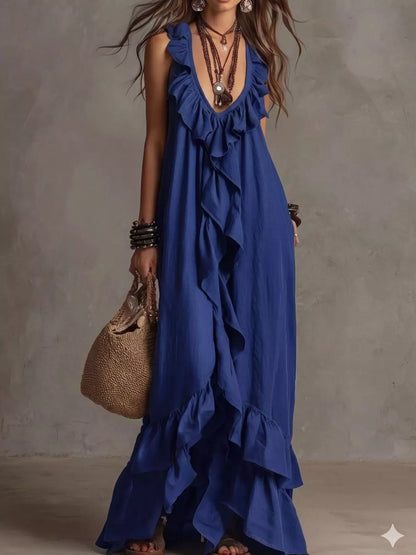 Hazel Blues® |  Ruffled Sleeveless Maxi Dress
