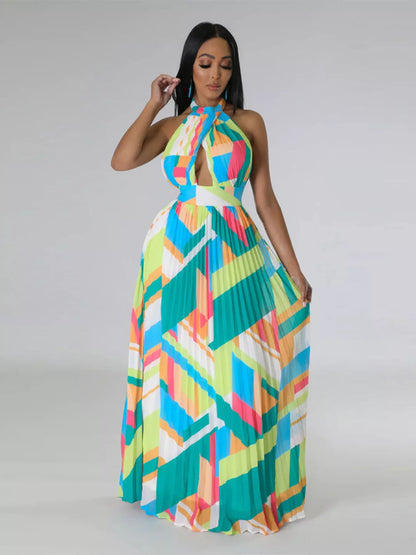 Sunny Stroll Dress | Pleated Halter Dress